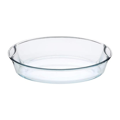 Borosil Borosilicate Glass Oval Baking Oven & Microwave Safe Dish | 2.5 Litres | Transparent