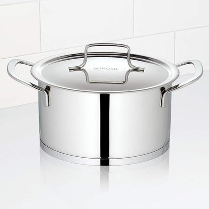 Borosil Stainless Steel Casserole | 2.3 Litres | Silver | Set of 1