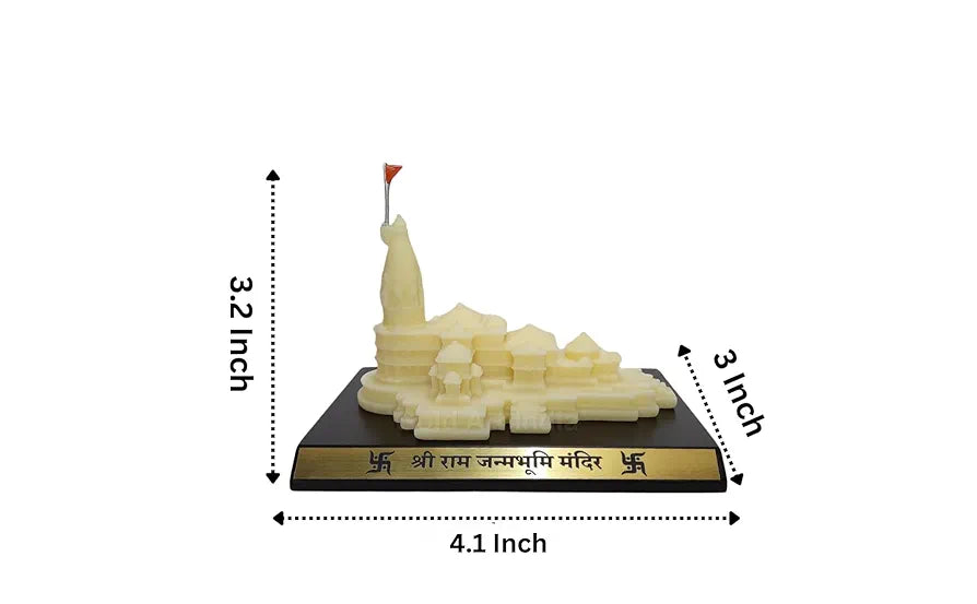 Gold Art India Ram Mandir Ayodhya Ivory Finish Minature 3.2