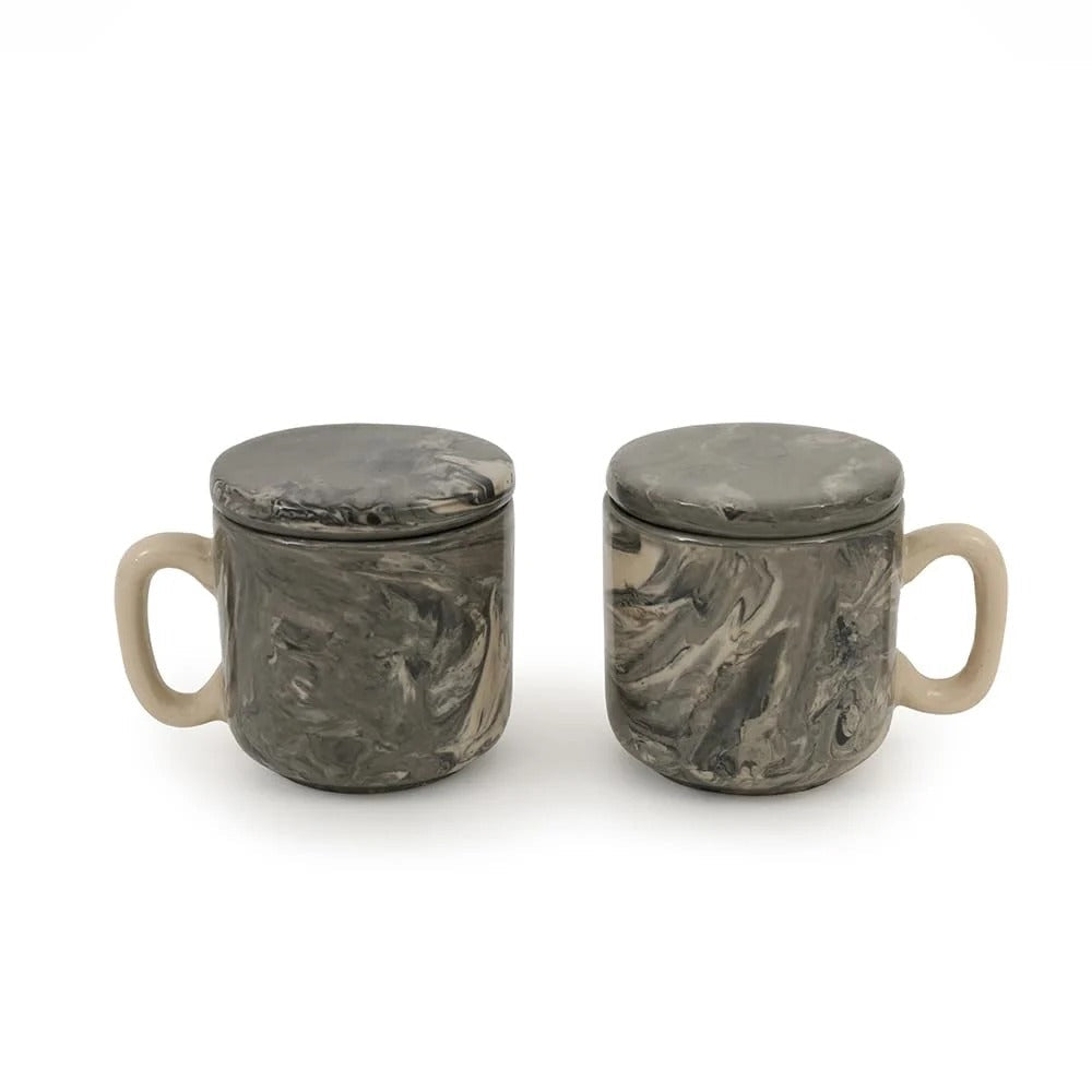 Ellementry Carbon Ceramic Mug Set of 2 (150 ML)
