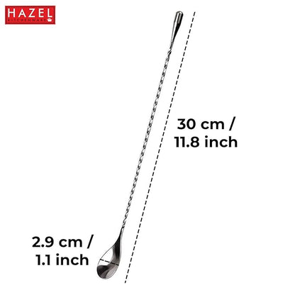 Hazel Satinless Steel Bar Spoon Teardrop Twisted Design Bar Stirrer