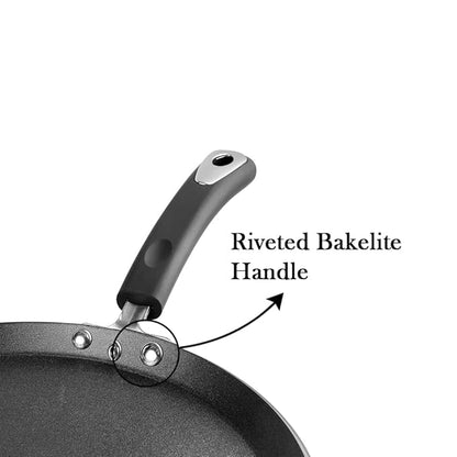 Vinod Hanos Hard Anodised Non Stick Dosa Tawa - 27 cm| 5.25mm Thick | 5X Long Lasting Tawa | Soft Touch Handle