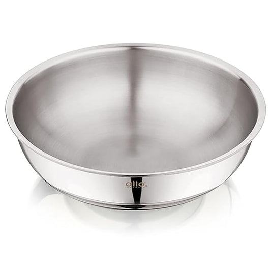 Allo Triply Stainless Steel Tasla Ideal Tasla for Curry Stir-Fry Deep-Fry Kadhai 32cm 6.8 litres