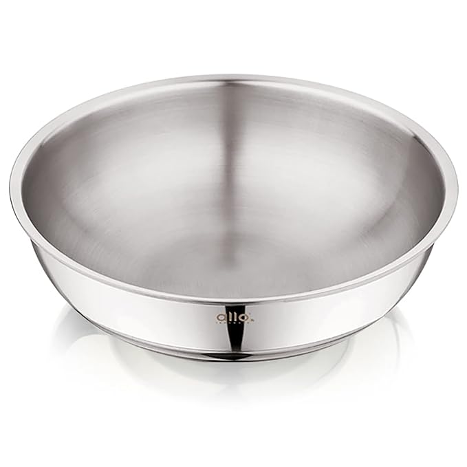 Allo Triply Stainless Steel Tasla Ideal Tasla for Curry Stir-Fry Deep-Fry 30cm 5.5 litres