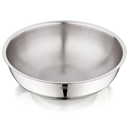 Allo Triply Stainless Steel Tasla Ideal Tasla for Curry Stir-Fry Deep-Fry Kadhai 28cm 4 litres