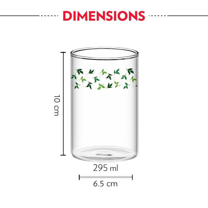 Borosil Vision Sage 295 Ml Set of 6 Pieces  Transparent Drinking Glass