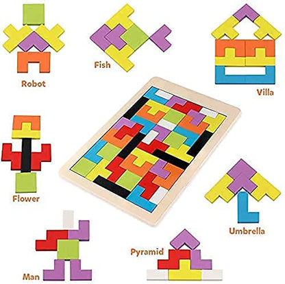 Kidology Wooden 3D Russian Blocks Puzzle Game for Kids 40 Pcs
