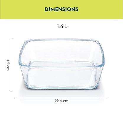 Borosil Glass Baking Dish | 1.6 Litres | Transparent