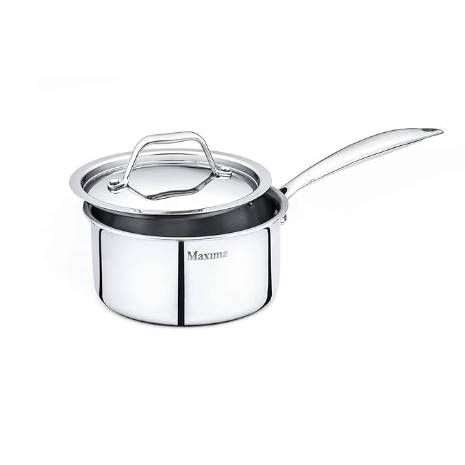 Maxima Triply Cookware Stainless Steel Sauce Pan 14cm - 1050 gms