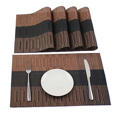 Leeonz Easy to Clean Non-Slip Heat Resistant Stain Resistant Washable Easy Brown Set of 4