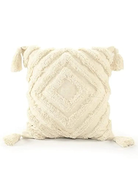 Sashaa World Tasselled And Tufted Cushion Cover