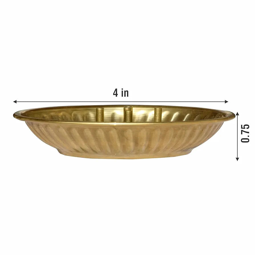 Pure Source India Brass Incense Sticks Holder Agarbatti Stand with Ash Catcher 4 Inch Gold