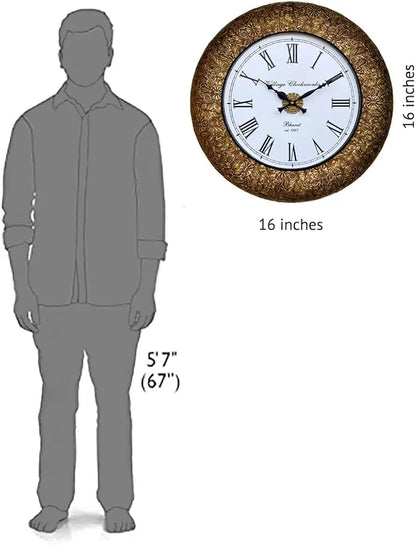 RoyalsCart Decorative Metal Analog Wall Clock Clock Size - 16 x 16 inches  [KTWC221] Classic Metal