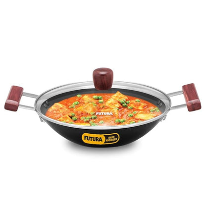 Hawkins Futura 2 Litre Deep Fry Pan Hard Anodised Kadai with Glass Lid