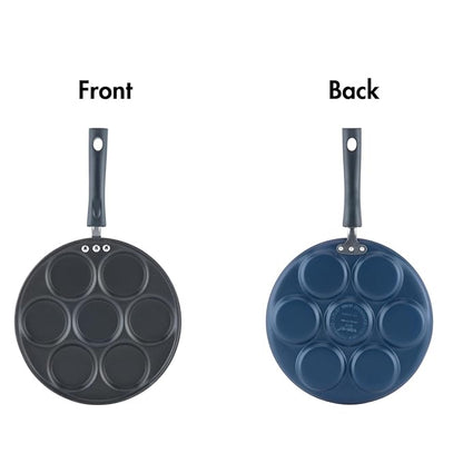 Vinod Zest Aluminium Non Stick Mini Uttapam Pan - 7 Cavaties, 26 cm | 3mm Thick | 3 Layer Coating | Bakelite Handle