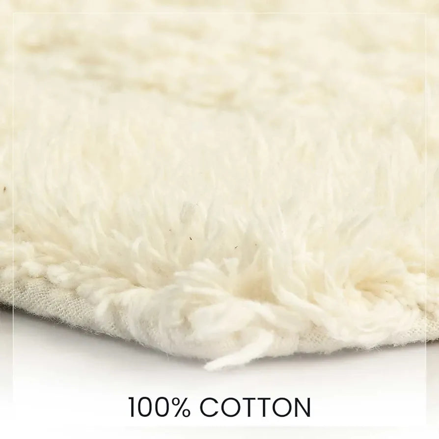 Sashaa World Solid Anti-skid Cotton Bathmat And Contour Set For Bathroom Colour Cream