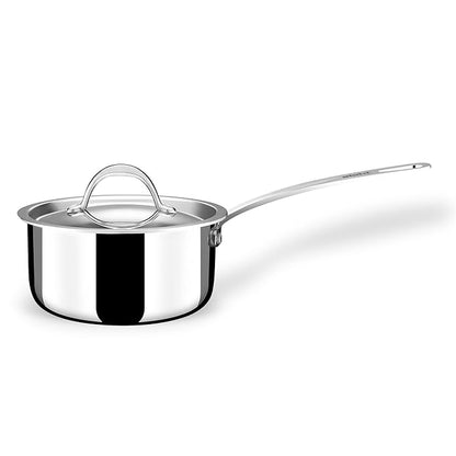 Stahl Stainless Steel Tea Pan | Triply Saucepan With Lid | Milk Pan 1l | Gas & Induction Base Sauce Pan | Artisan 4214 | Dia 14 Cm