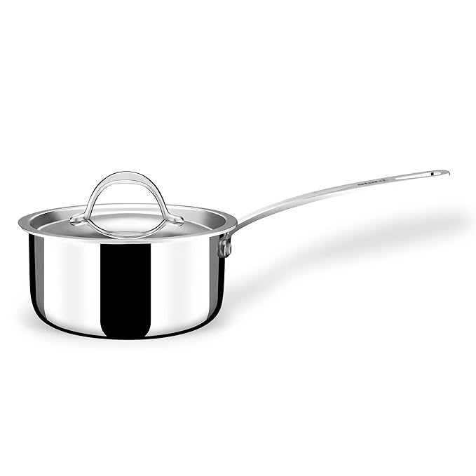 Stahl Artisan Triply Stainless Steel Saucepan With Lid Sauce Pan Induction Base Milk Pan Tea Pan Stainless Steel | 1 L | 14 Cm