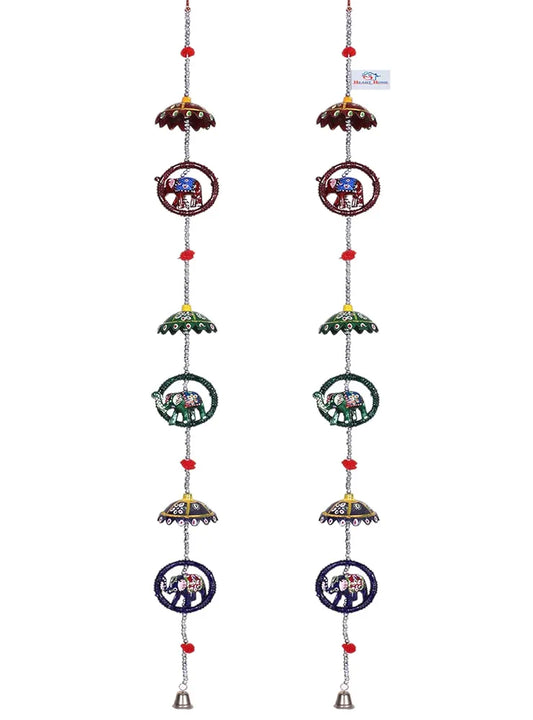 Heart Home Umbrella Shape Door Hanging Windchimes Pairs 3 Paper Mache & 3 Elephants