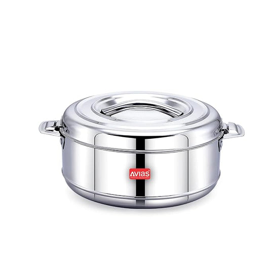Avias Astra Double Wall Insulated Stainless Steel Casserole 2500ml Hot Box for Kitchen Hot Case with Steel Lid