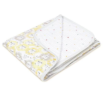Haus & kinder Cotton Reversible Muslin Blanket For Newborn Baby Boy Colour Roarsome Yellow