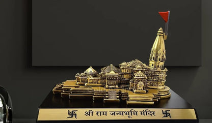 Gold Art India Ram Mandir Ayodhya Gold Plated Antique Matte Minature Small