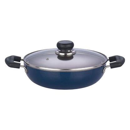 Vinod Zest Aluminium Non Stick Deep Kadhai with Glass Lid - 4.1 Litre, 26cm | 3 Layer Ceramic Coating | 3 mm Thick