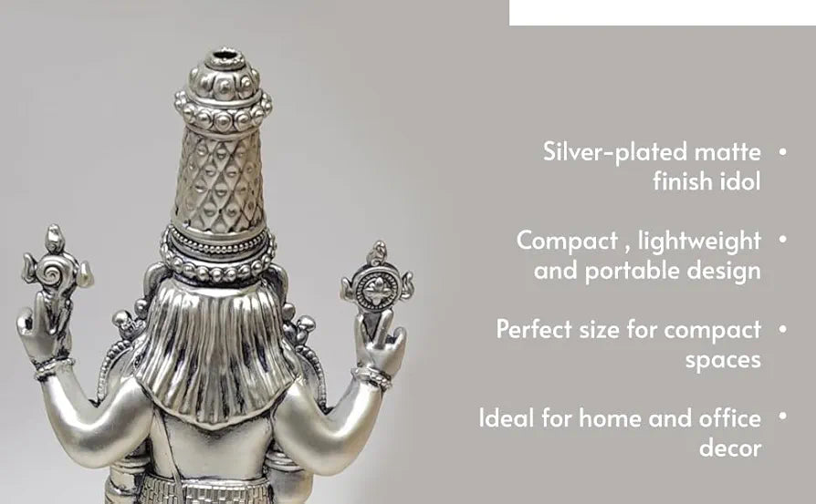 Gold Art India Lord Tirupati Balaji Kamal Silver Plated Antique Matte