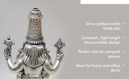 Gold Art India Lord Tirupati Balaji Kamal Silver Plated Antique Matte