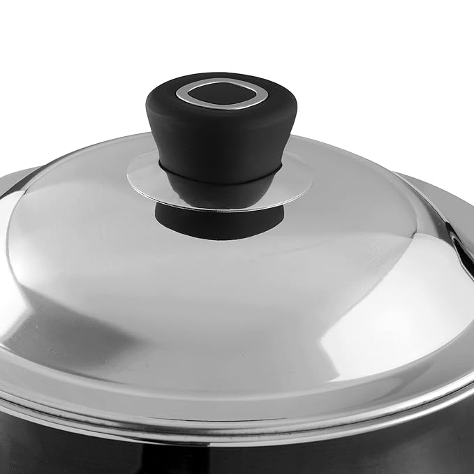 Vinod Hanos Hard Anodised Non Stick Handi with Lid - 3 Litre Junior | 3.25mm Thick | 5X Long Lasting