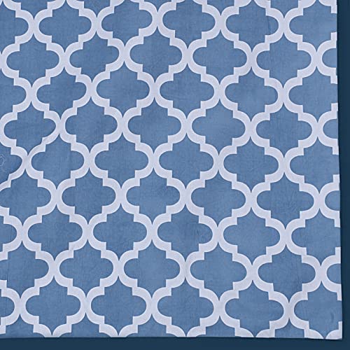 Texstylers Blue Pure Cotton Abstract Pattern Jaipuri Style 4 to 6 Seater Dining Table Cloth Cover Color 05