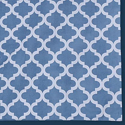 Texstylers Blue Pure Cotton Abstract Pattern Jaipuri Style 4 to 6 Seater Dining Table Cloth Cover Color 05