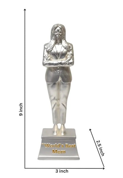 Gold Art India Best Mother Trophy Figurine Silver Plated Matte Finish