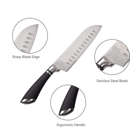 Pepplo Santoku Knife Kitchen Knife Forged of High Carbon Steel Mincing and Chopping