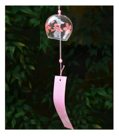 Geekmonkey Edo Japanese Wind Chimes Cherry Blossom Wind Chimes Handmade Stained Glass Bells