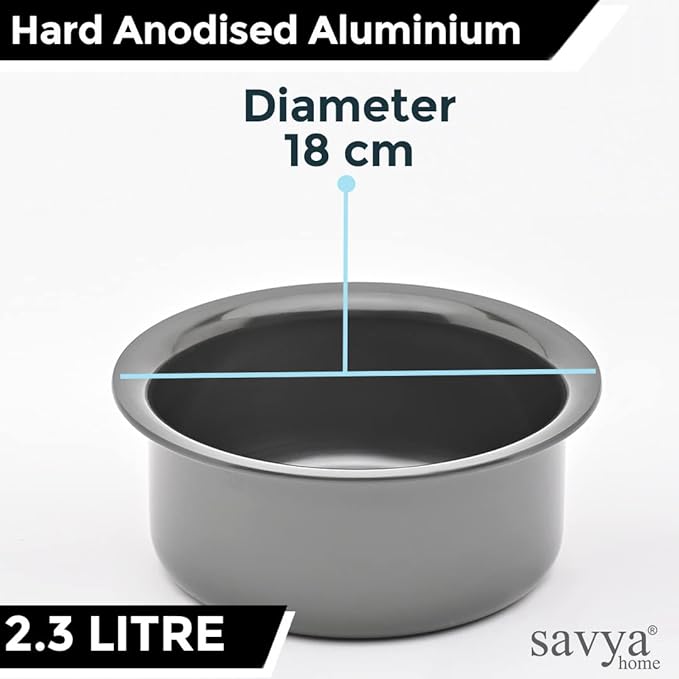 Savya Home Hard Anodized Tope Non-Stick & Non-Corrosive Hard Anodized 2.3 liters