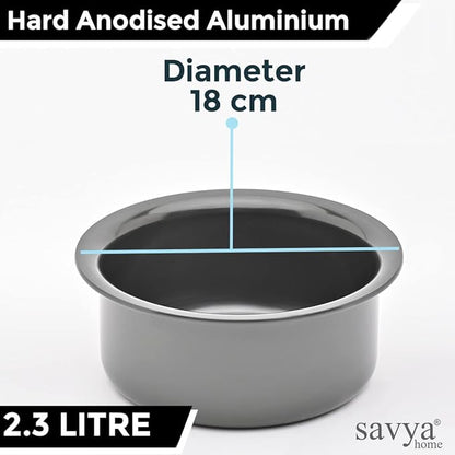 Savya Home Hard Anodized Tope Non-Stick & Non-Corrosive Hard Anodized 2.3 liters
