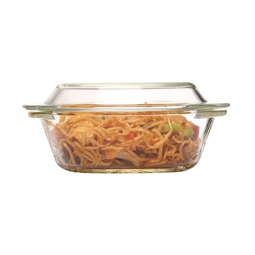 Femora Borosilicate Serving Bowl | Glass Casserole Set, Glass Bowl With Lid, Microwave Safe Bowl Set | 2000 Ml