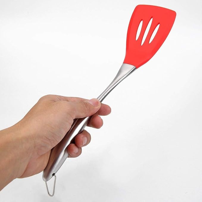 P-Plus International Silicone Spatula Versatile Tools Baking and Mixing Steel Stolled Red