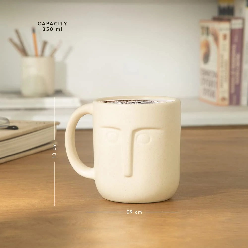 Ellementry Moai Ceramic Mug Set of 2 (350 ML)