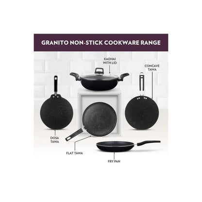 Borosil Granito Non-stick Fry Pan | Induction Friendly | Granite Finish | Pfoa-free | 26 Cm Diameter | Black