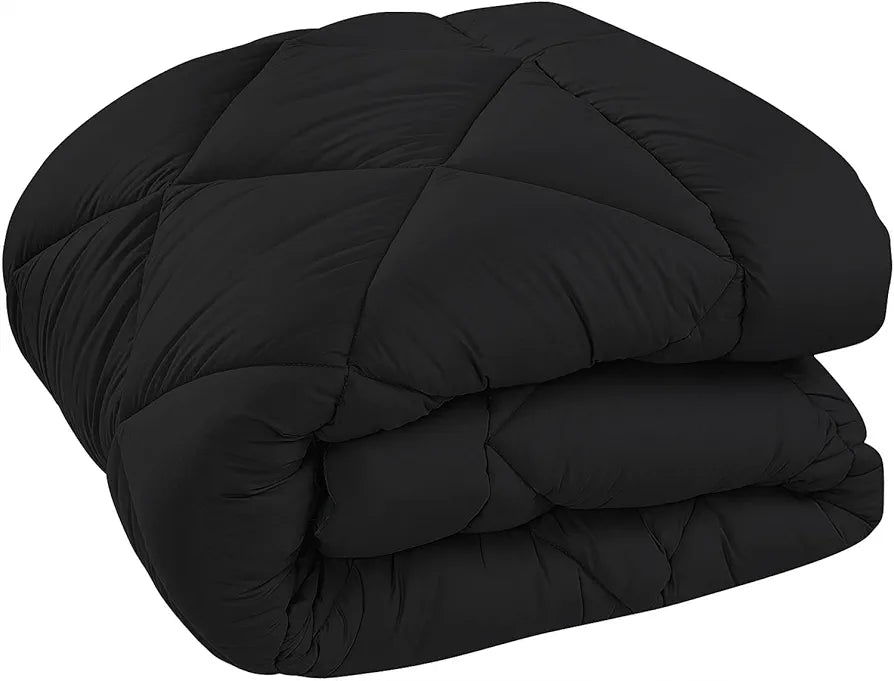 Cloth Fusion Reversible AC Comforter Set Double Bed Soft Microfibre King Size Quilt Blanket for Winter Black & Grey