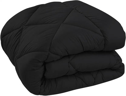 Cloth Fusion Reversible AC Comforter Single Bed Soft Microfibre Quilt Blanket for Winter Black & Grey