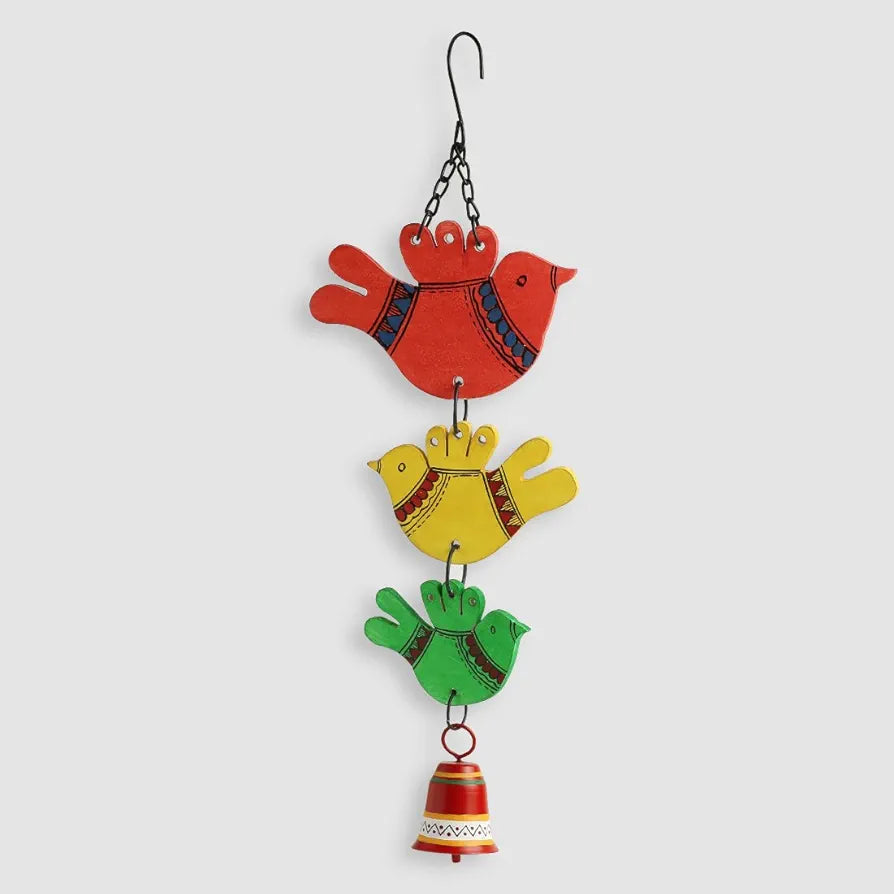 ExclusiveLane Birds and Bell Wind Chimes Multicoloured Standard