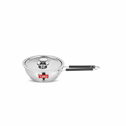 Camro Induction Deep Fry Pan with Lid 11 No 1.2 Liters Stainless Steel Compatible with All cooktops