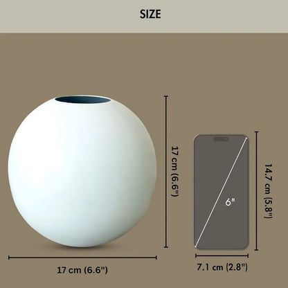 Behoma Metal Ball Flower Vase White Medium Flowers not Included