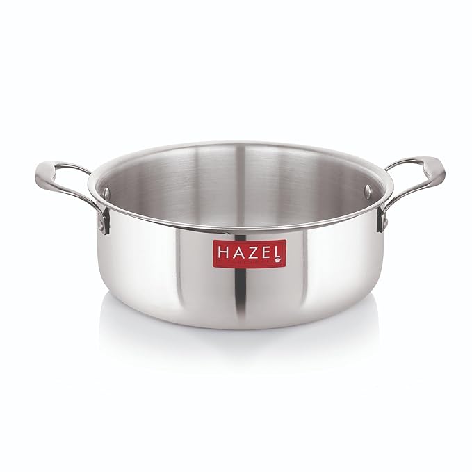 Hazel Triply Stainless Steel Induction Bottom Stok Pot Cookpot Tope with Handle 4 Litre 26.3 cm