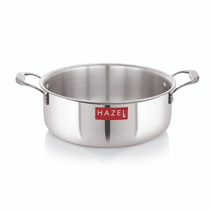 Hazel Triply Stainless Steel Induction Bottom Stok Pot Cookpot Tope with Handle 4 Litre 26.3 cm