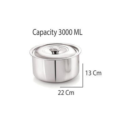 Neelam Stainless Steel Sizzling Hot Pot/Casserole - 1320 gms