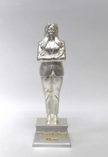 Gold Art India Best Mother Trophy Figurine Silver Plated Matte Finish